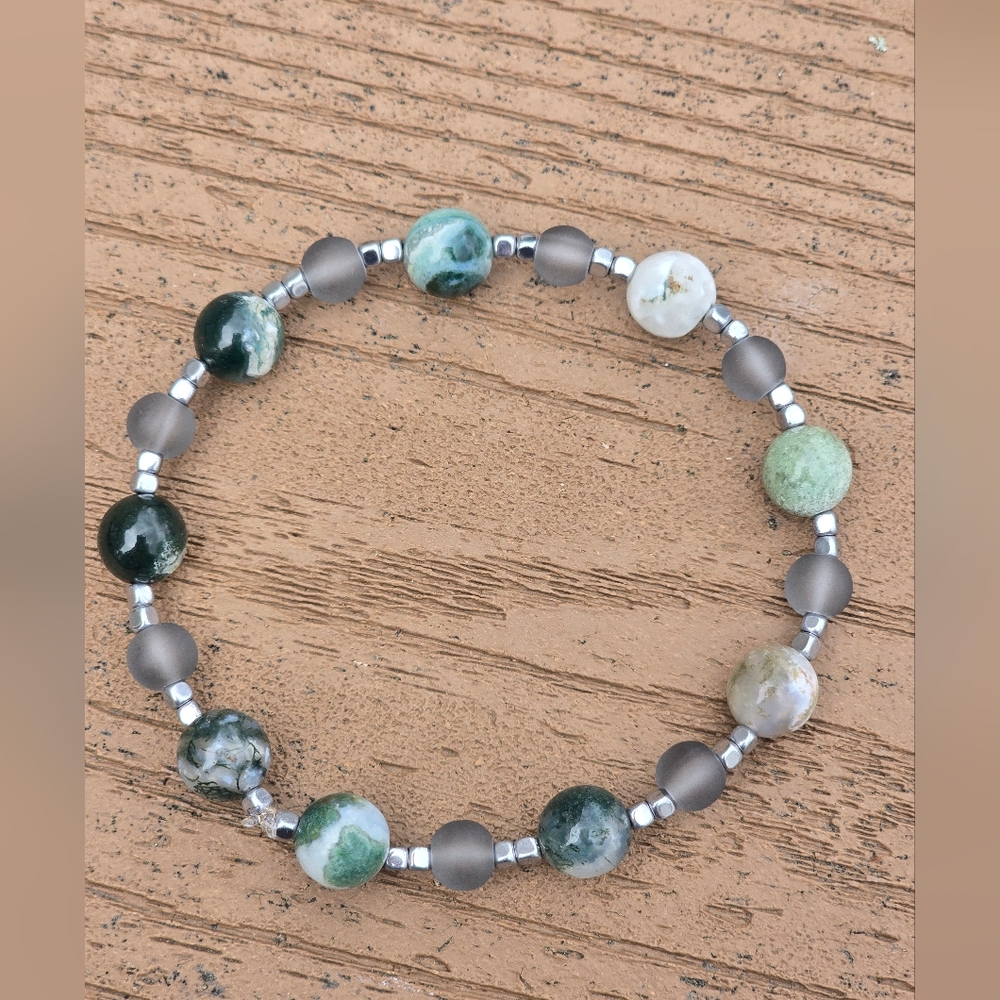 Tree Agate And Hematite Bracelet